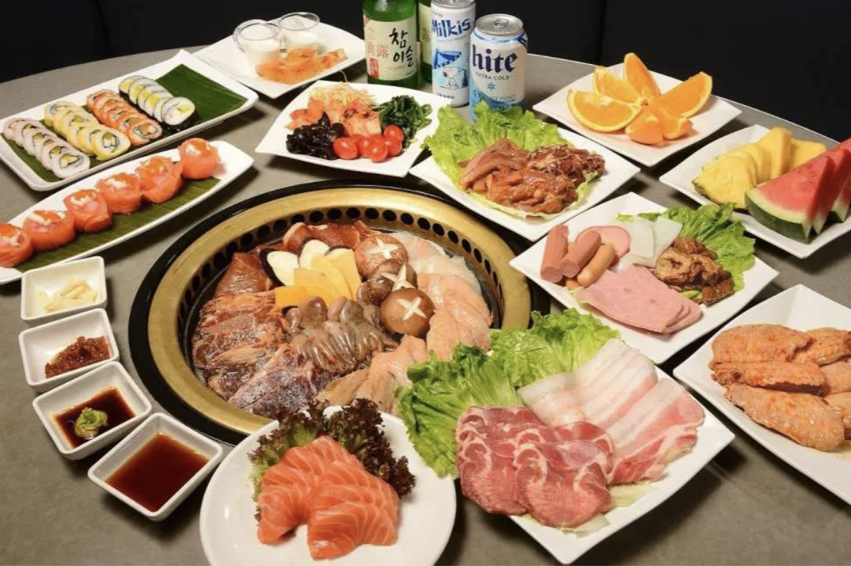 漢和韓國料理韓式燒烤自助餐食物
