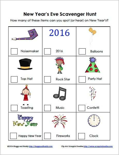 Every item on this page was chosen by a woman's day editor. New Year S Eve For Kids Scavenger Hunt Free Printable Buggy And Buddy