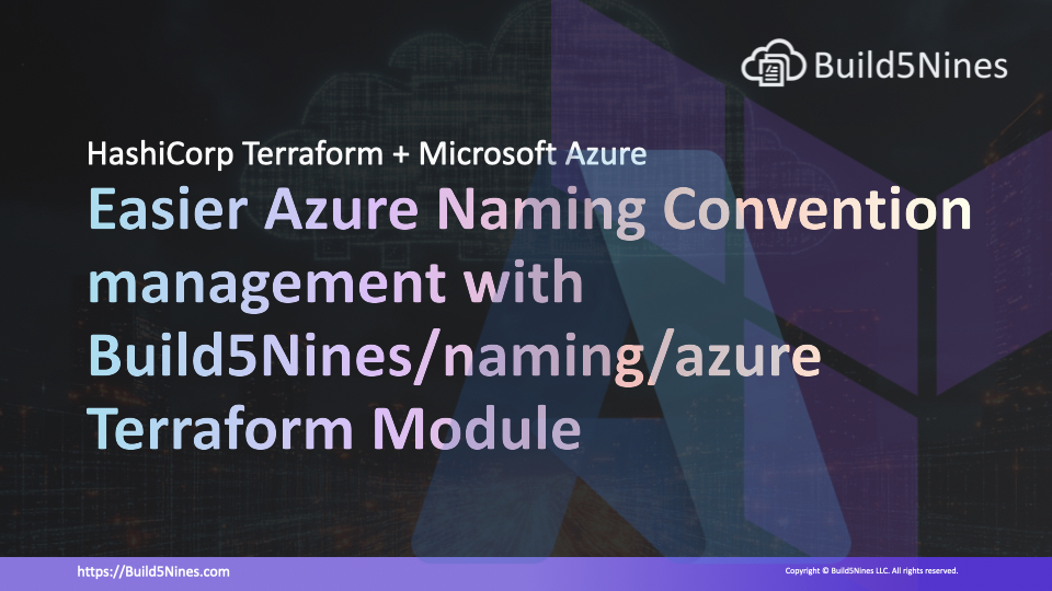 How To Automate Azure Naming Conventions with the Build5Nines/naming/azure Terraform Module