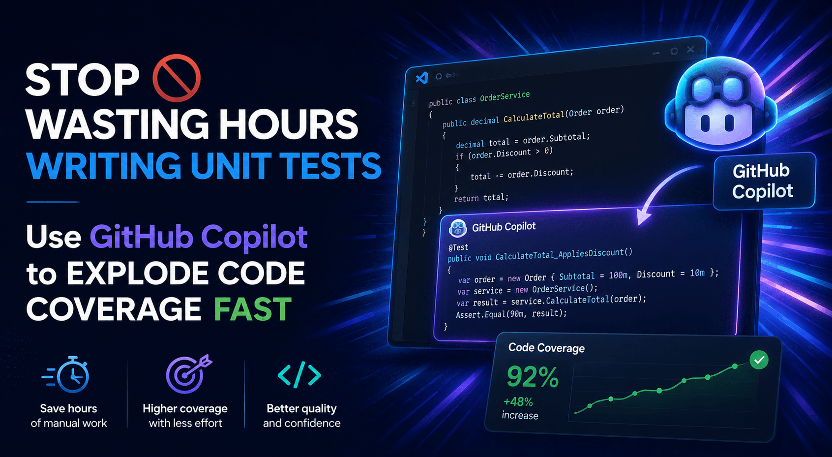 Stop Wasting Hours Writing Unit Tests: Use GitHub Copilot to Explode Code Coverage Fast