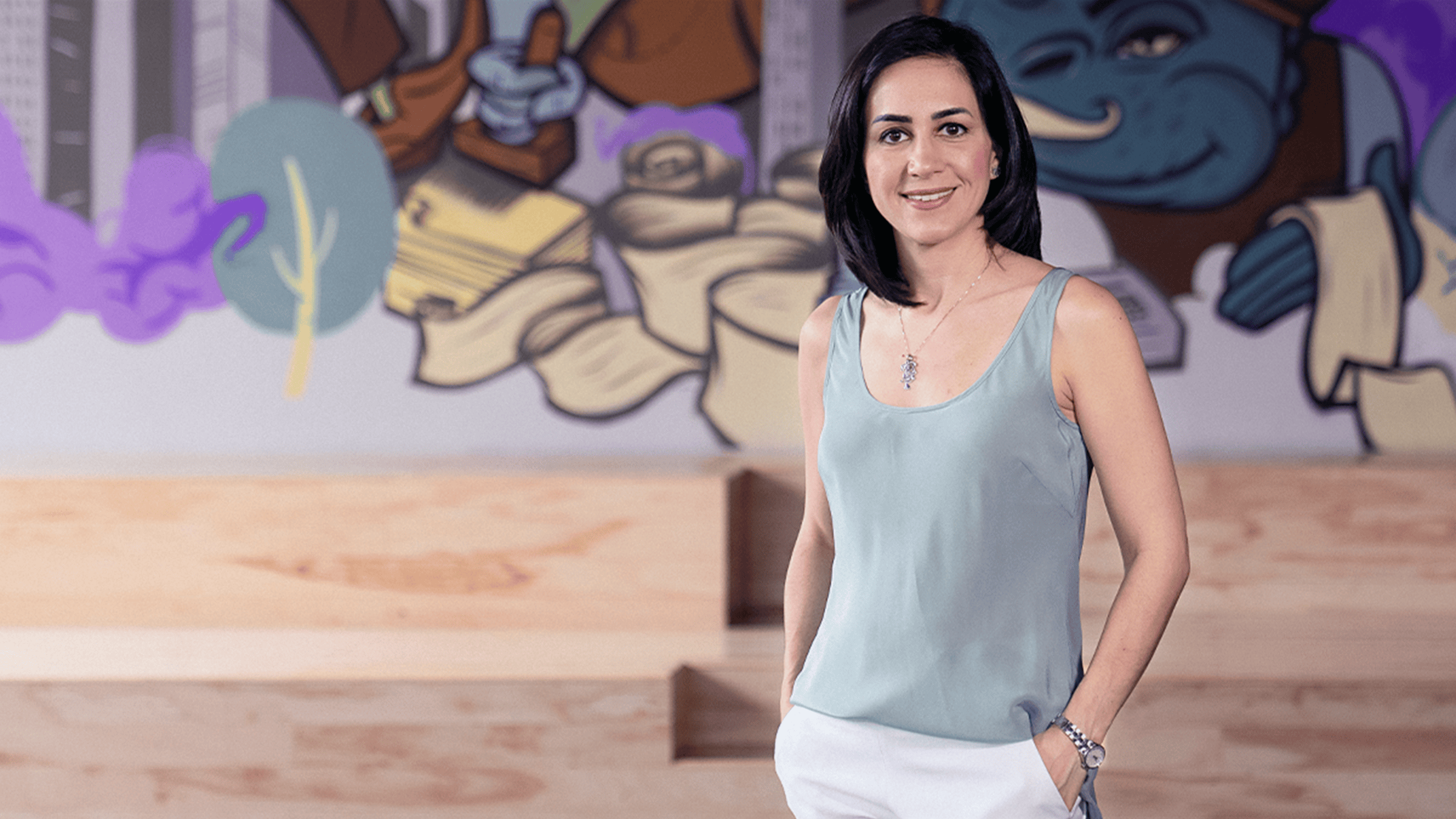 Cristina Junqueira, co-founder of Nubank, poses in the headquarters of the company in São Paulo, Brazil.