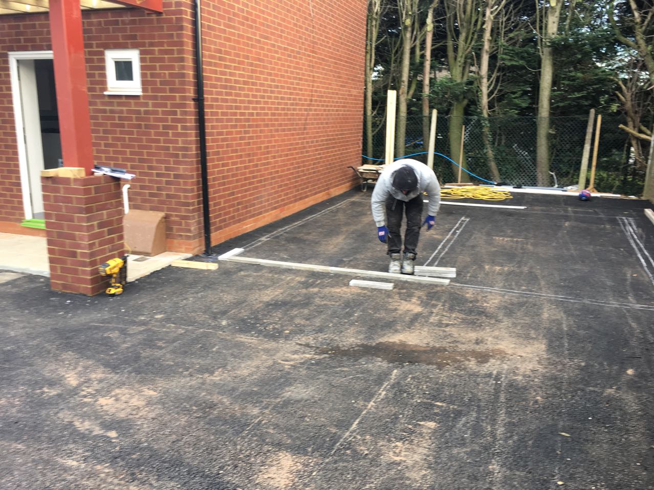 Parking spaces marked out