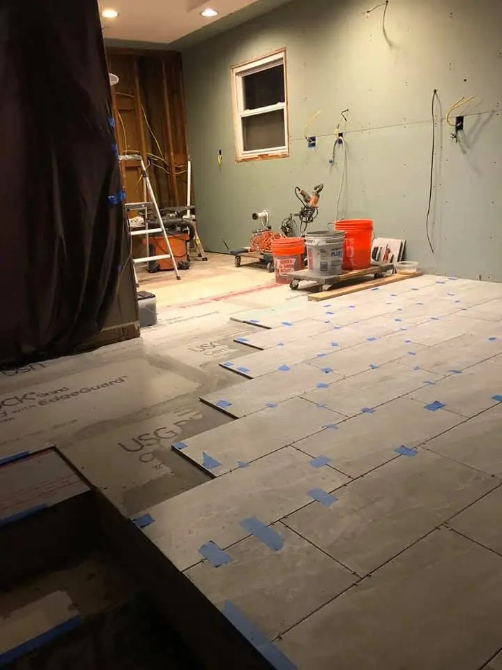Kitchen Remodel Tile Floor Cabinets and Tops in Plainview