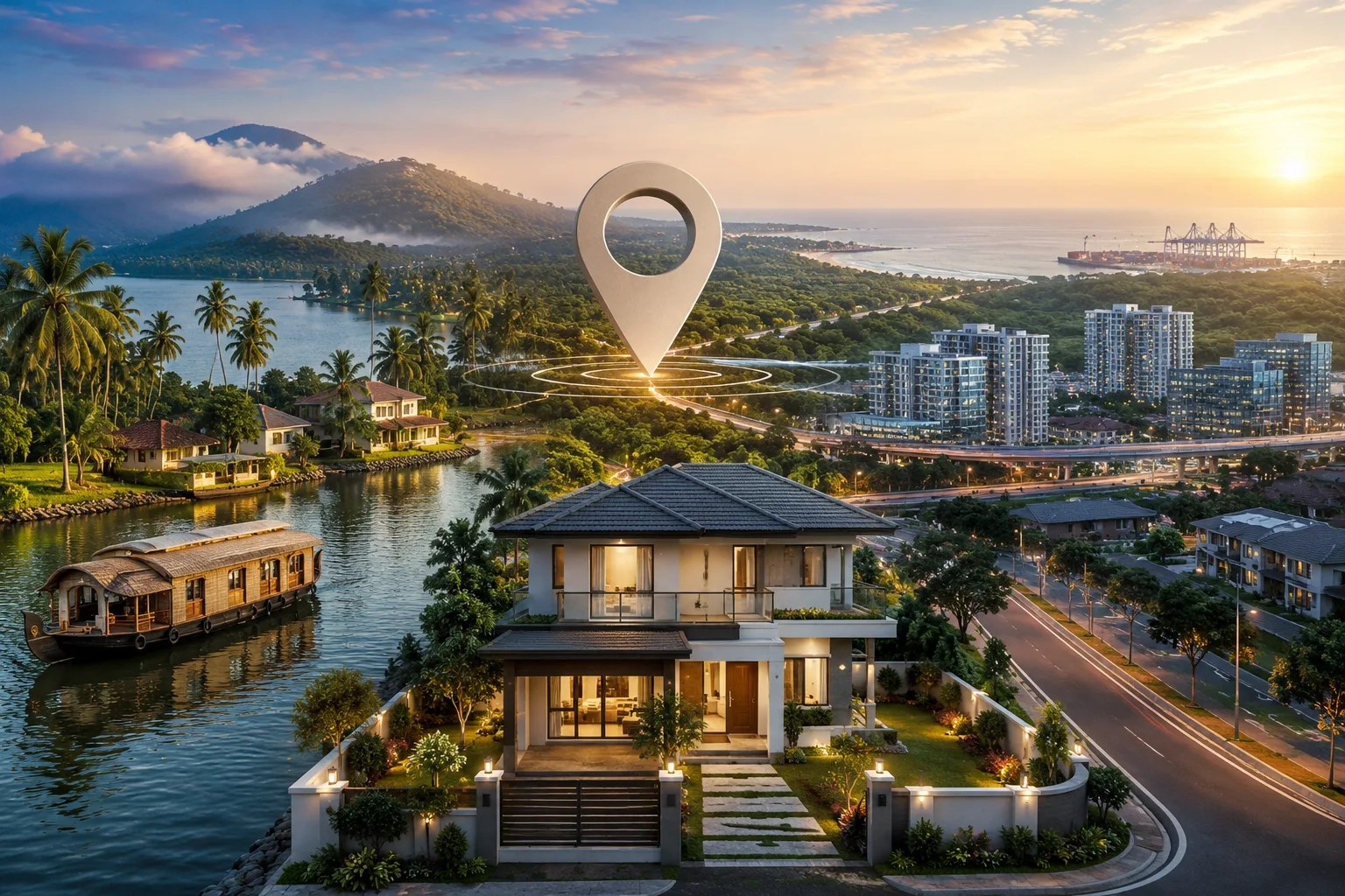 Modern residential developments across Kerala's emerging real estate hotspots,