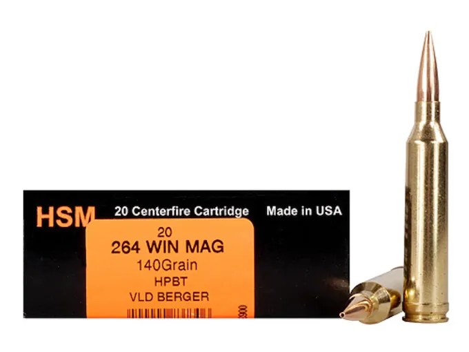 HSM .264 Win Mag 140gr JHP Brass – 20rd