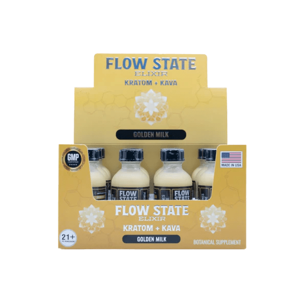 Flow State Kava Kratom Golden Milk 12CT Display