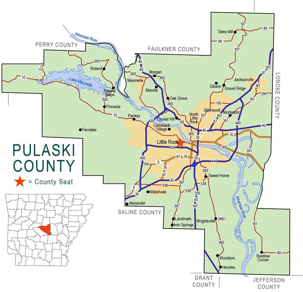 Pulaski County Map Of Arkansas Pulaski Co F 
