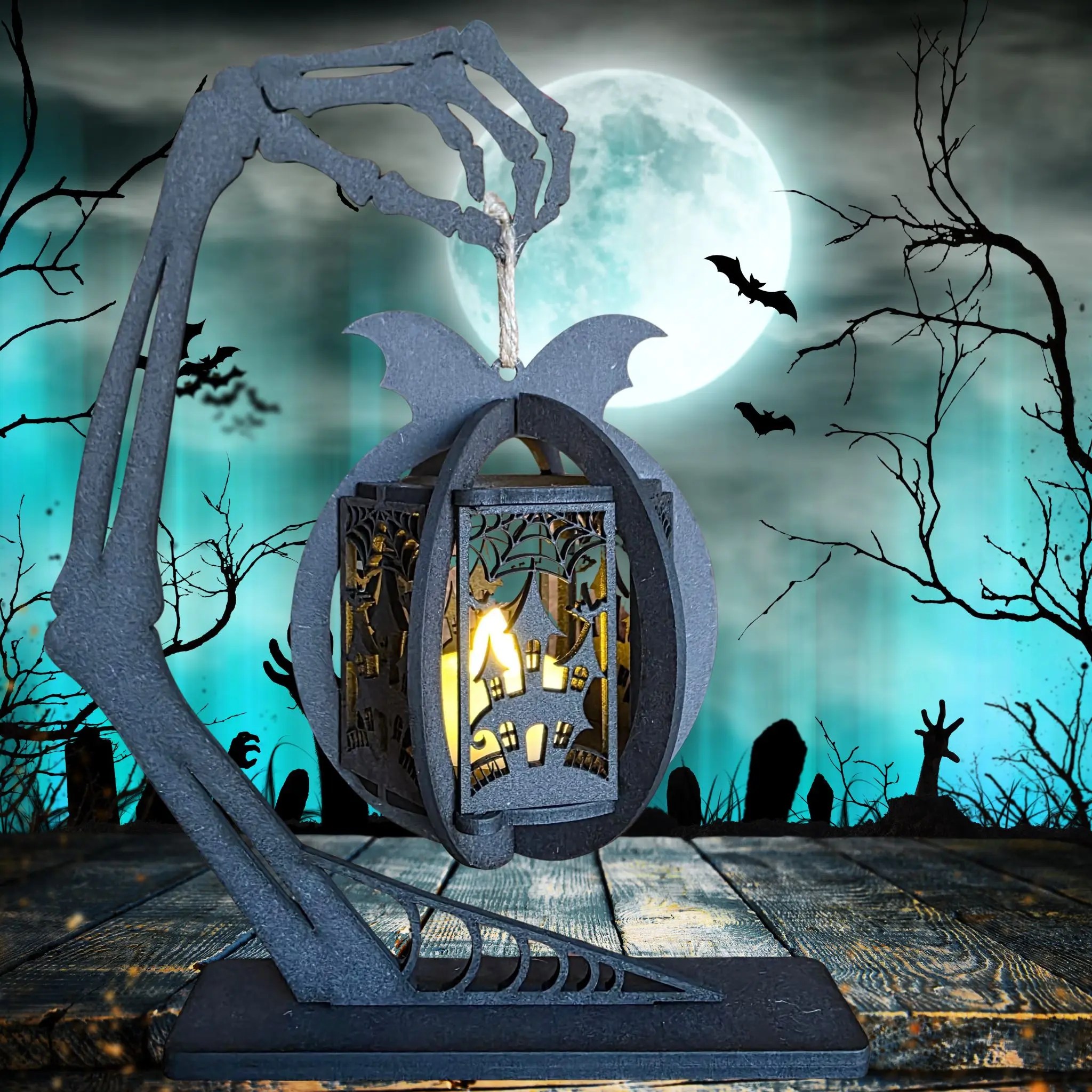 Haunted House Skeleton Lantern