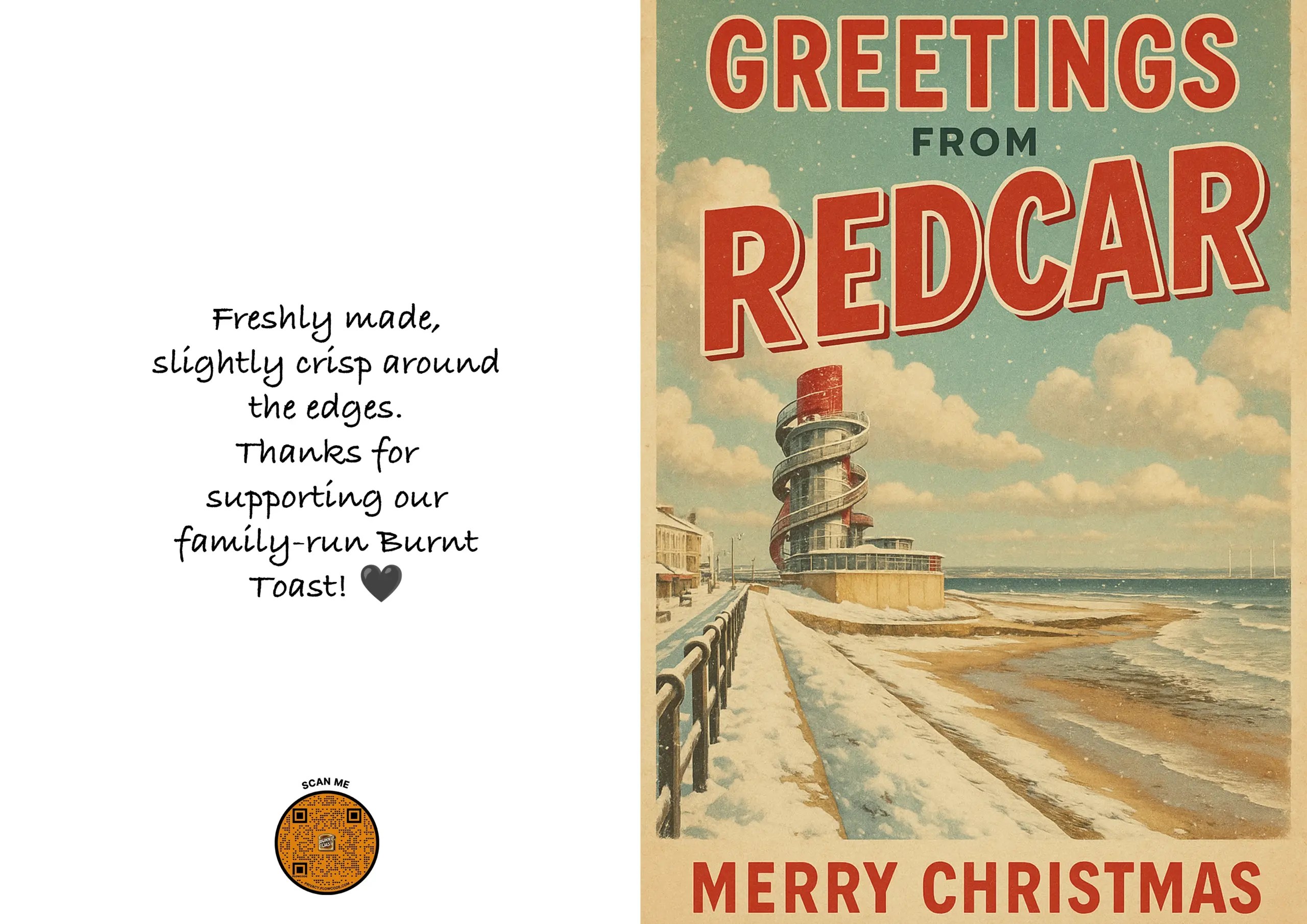 Retro Christmas Card – Redcar Beacon Snow