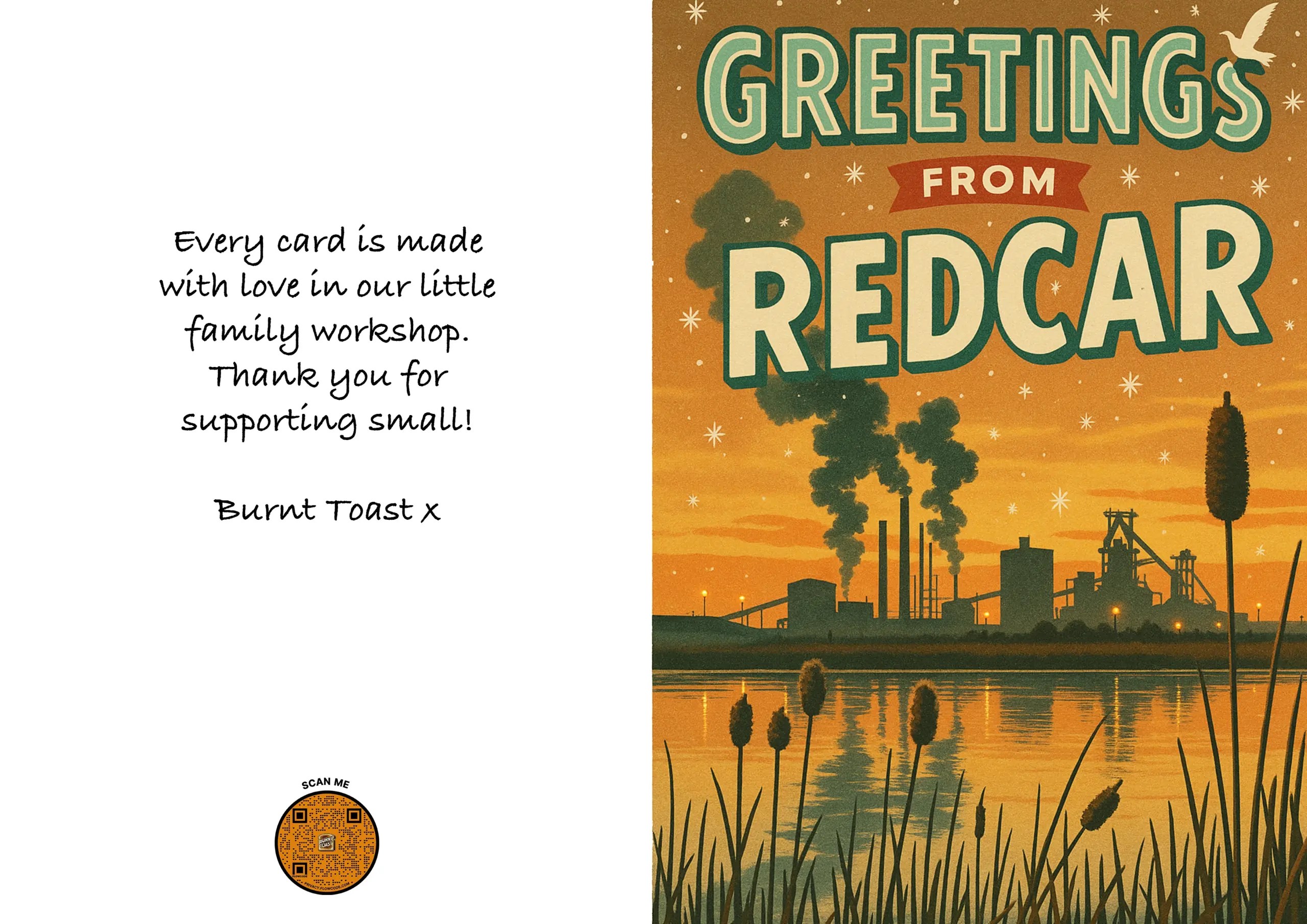 Retro Christmas Card – Redcar Steel Sunset