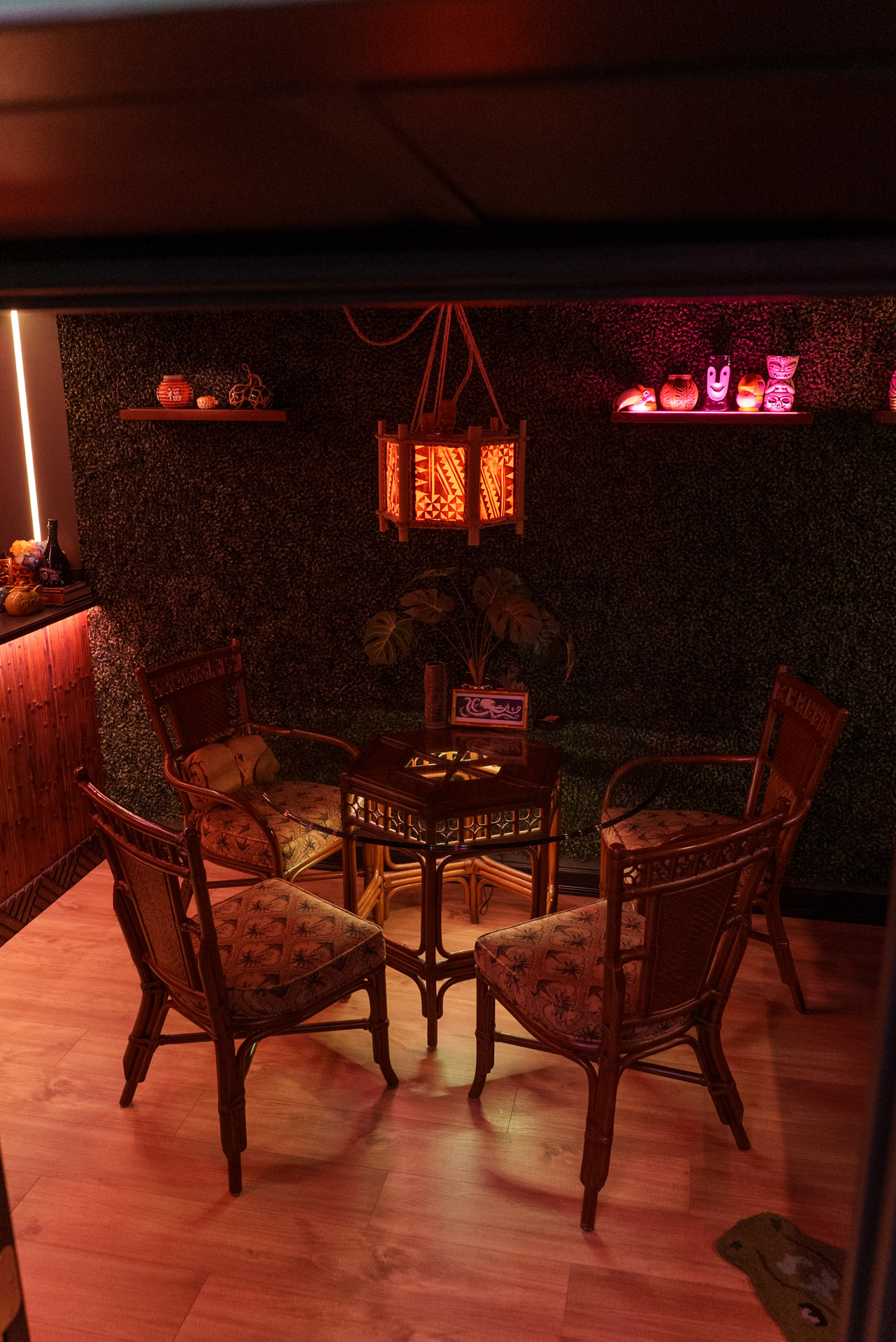 Inside Burton Bob's tiki bar