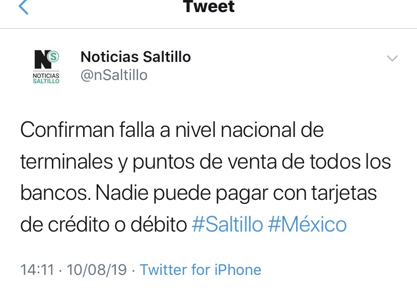 Lee más sobre el artículo Nadie puede pagar con tarjetas en Mexico