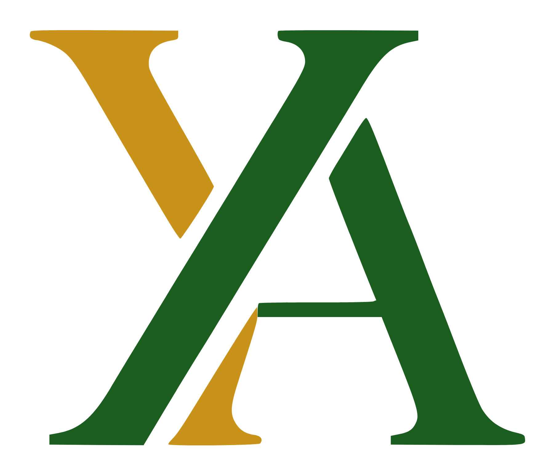 YA monogram in gold and cream