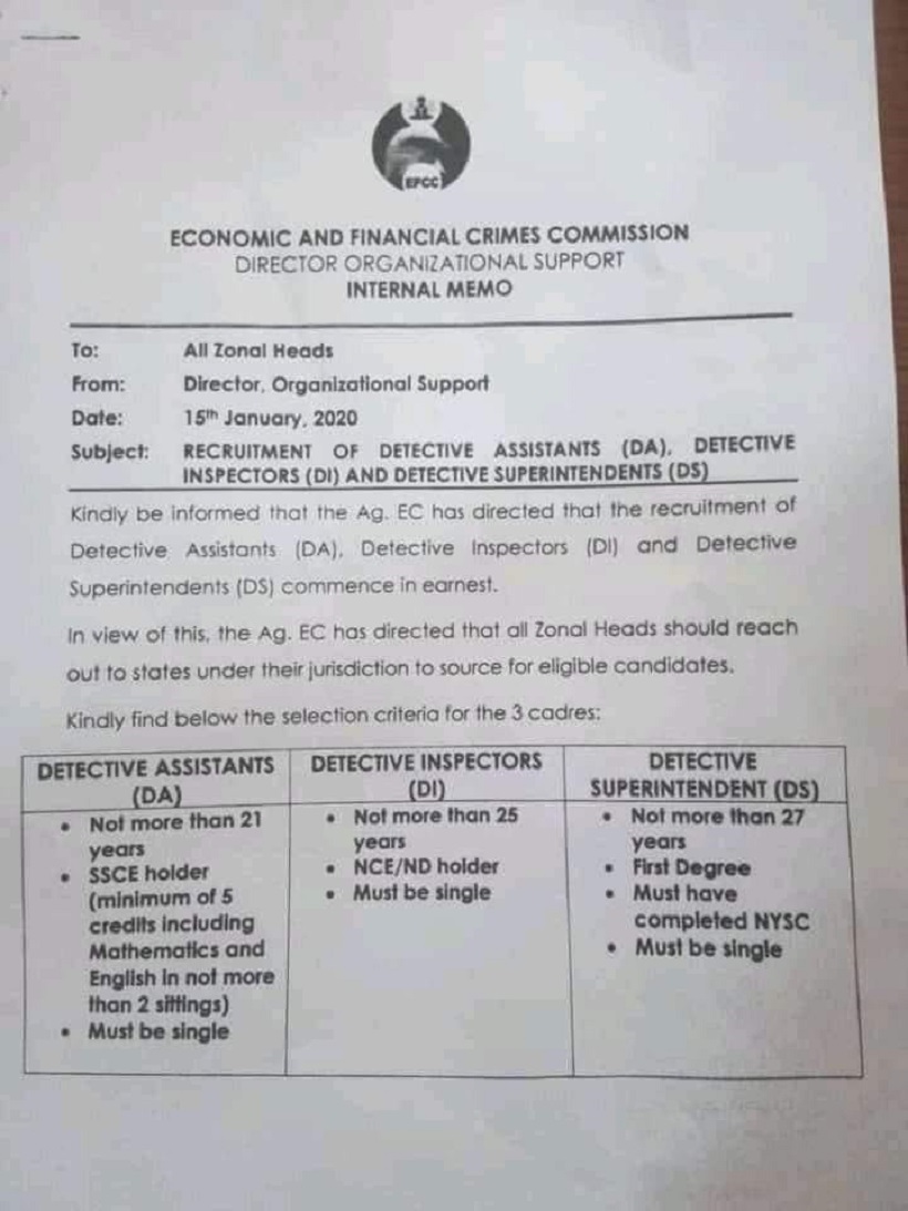 EFCC Alerts Public to Fake Recruitment Form on Social Media 