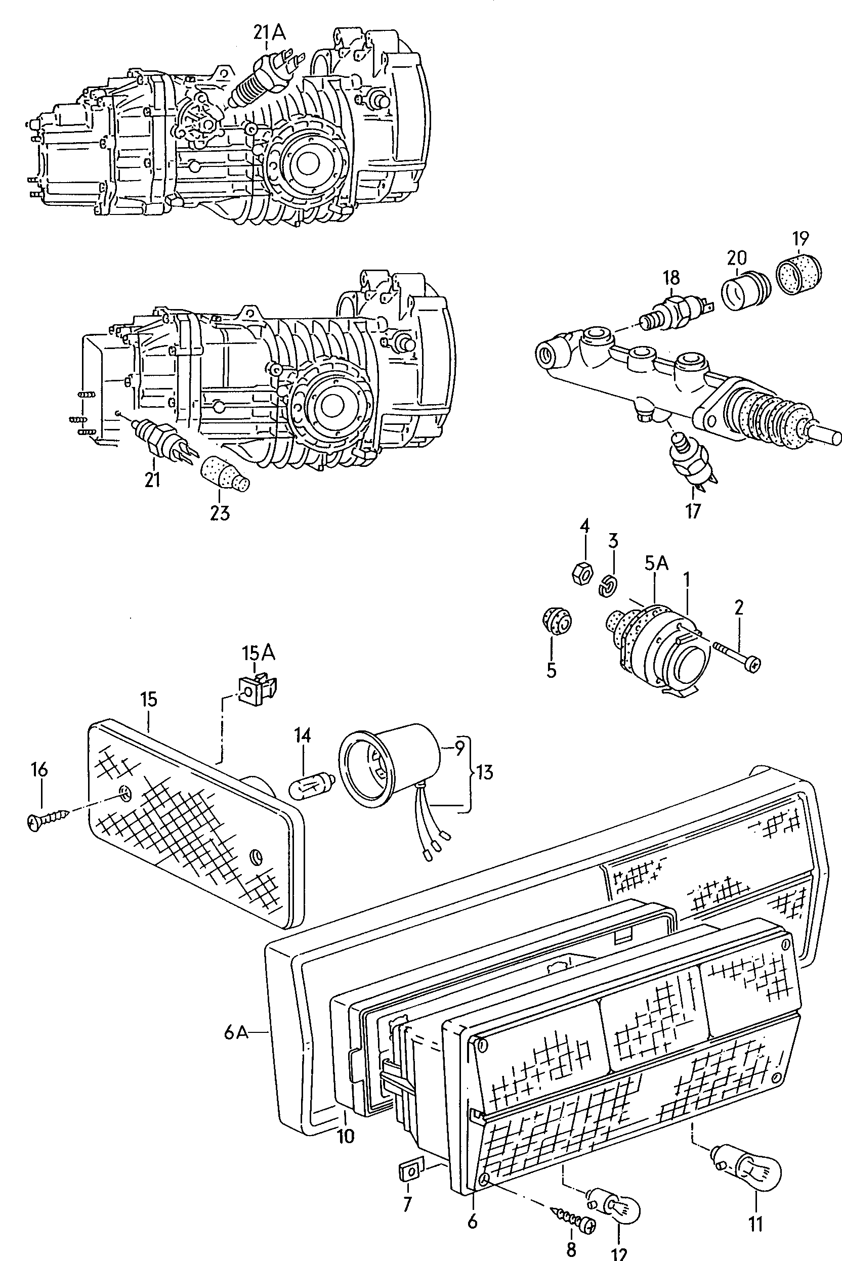Vanagon Tail Light Back Up Light Switch Bulb Housing Side Marker