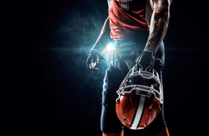 American football sportsman player in stadium