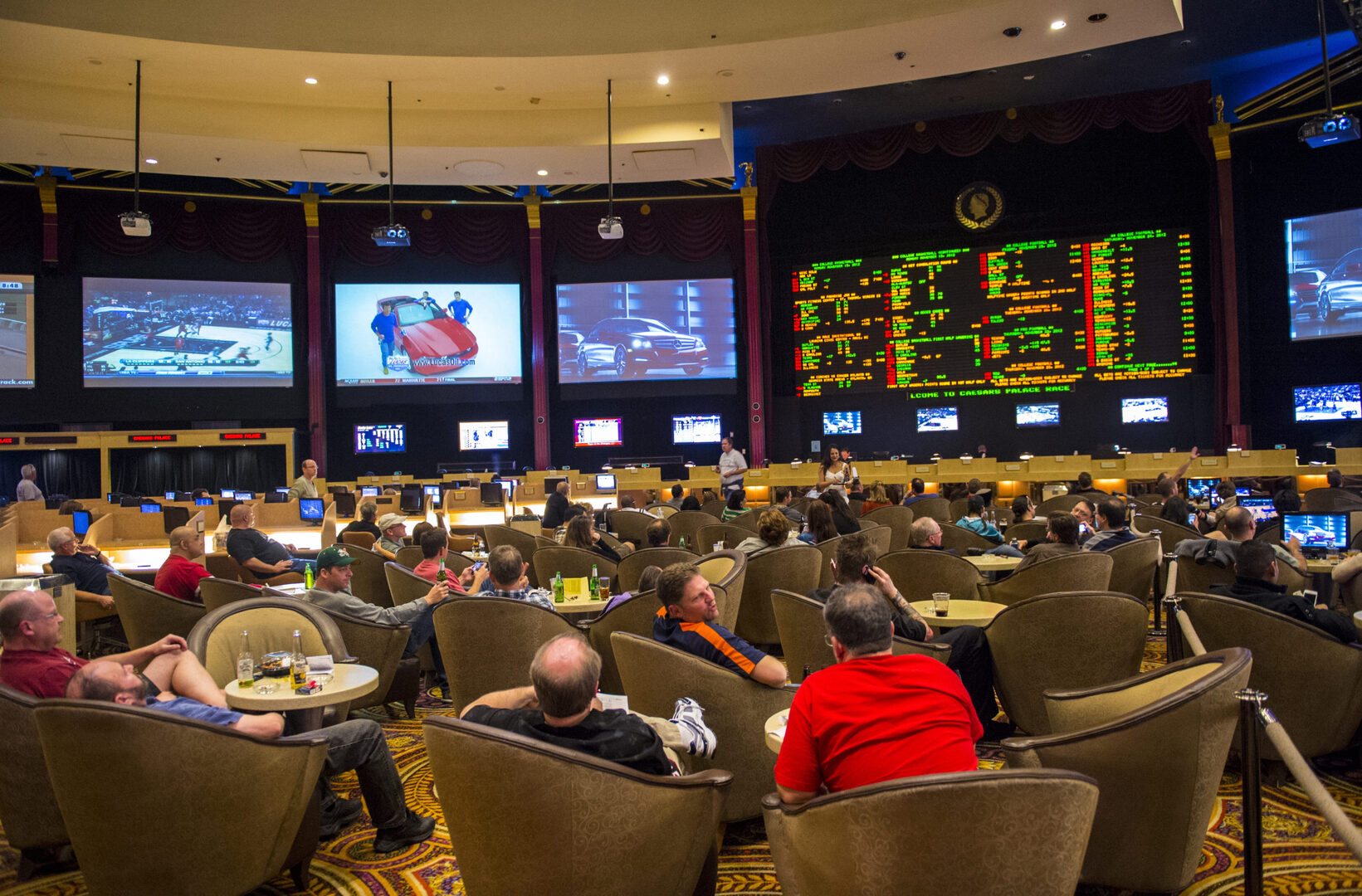 LAS VEGAS - FEB 03 :Sport betting at Caesar Palace on February 03, 2013 in Las Vegas. Caesars Palace is a luxury hotel and casino. Caesars has 3,348 rooms in five towers