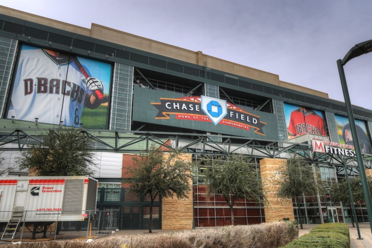 PHOENIX, ARIZONA/UNITED STATES- JANUARY 9, 2018: A View of Chase Field in Phoenix, Arizona. Built in the center of Phoenix and opened in 1998, home field to the Arizona Diamondbacks of Major League