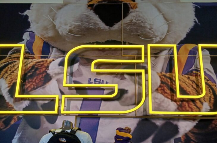 Baton Rouge, Louisiana - December 26, 2022: LSU neon sign