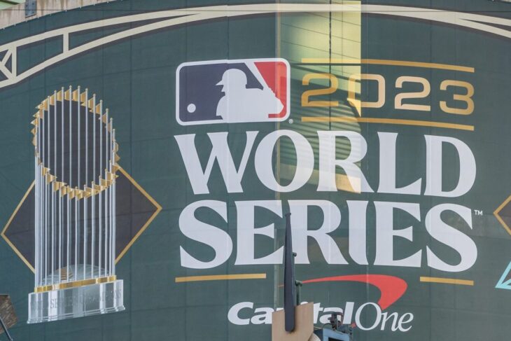 Phoenix, AZ, USA - October 28, 2023: Chase Field is located in downtown Phoenix and home to the Arizona Diamondsbacks. The team is in the 2023 MLB World Series.