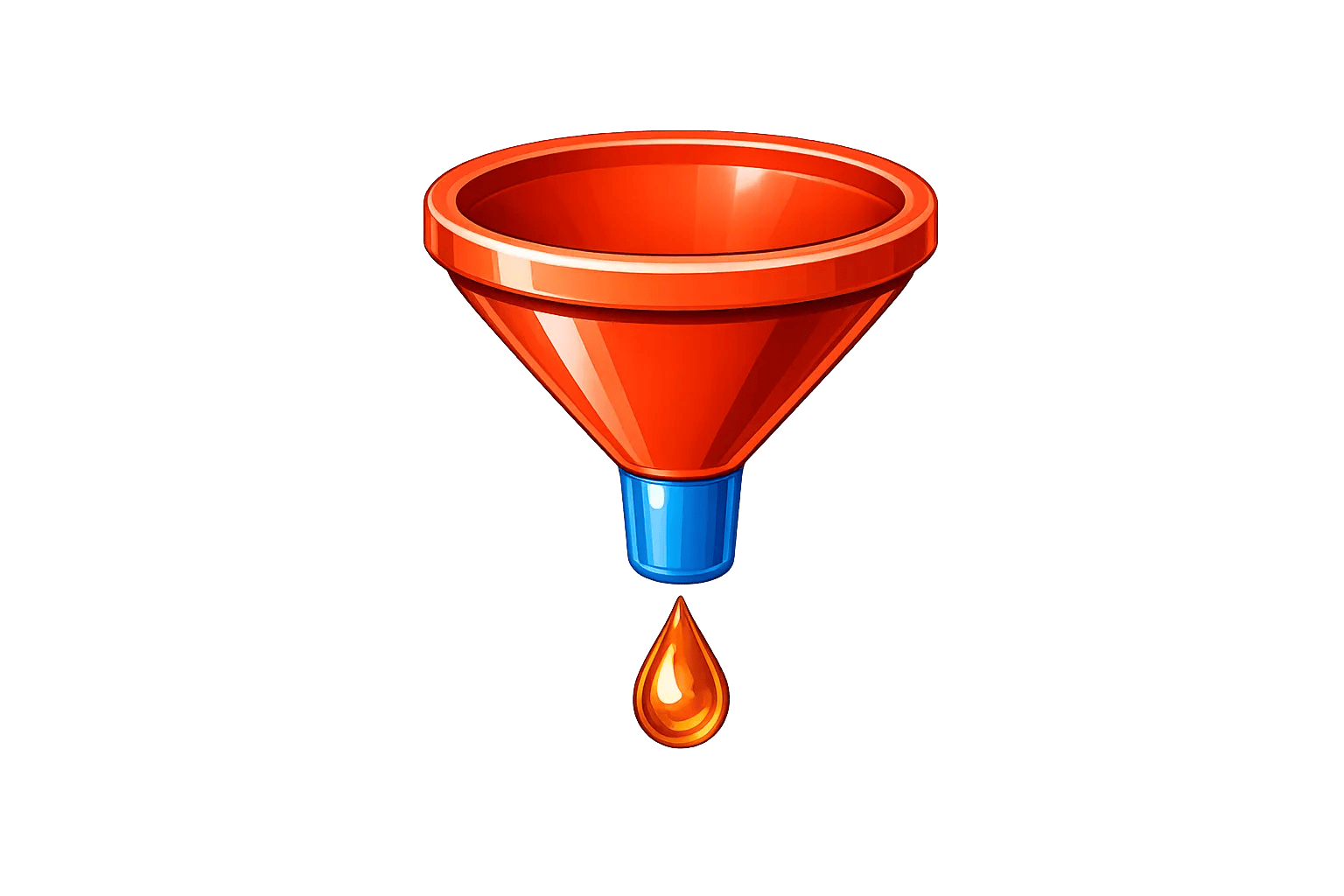 Funnel with a drop of motor oil.