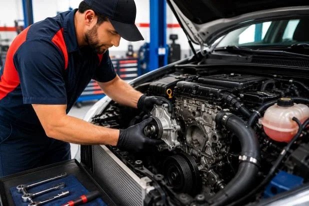 Automotive water-pump replacement during cooling-system repair