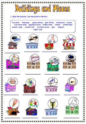 buildings and places worksheet