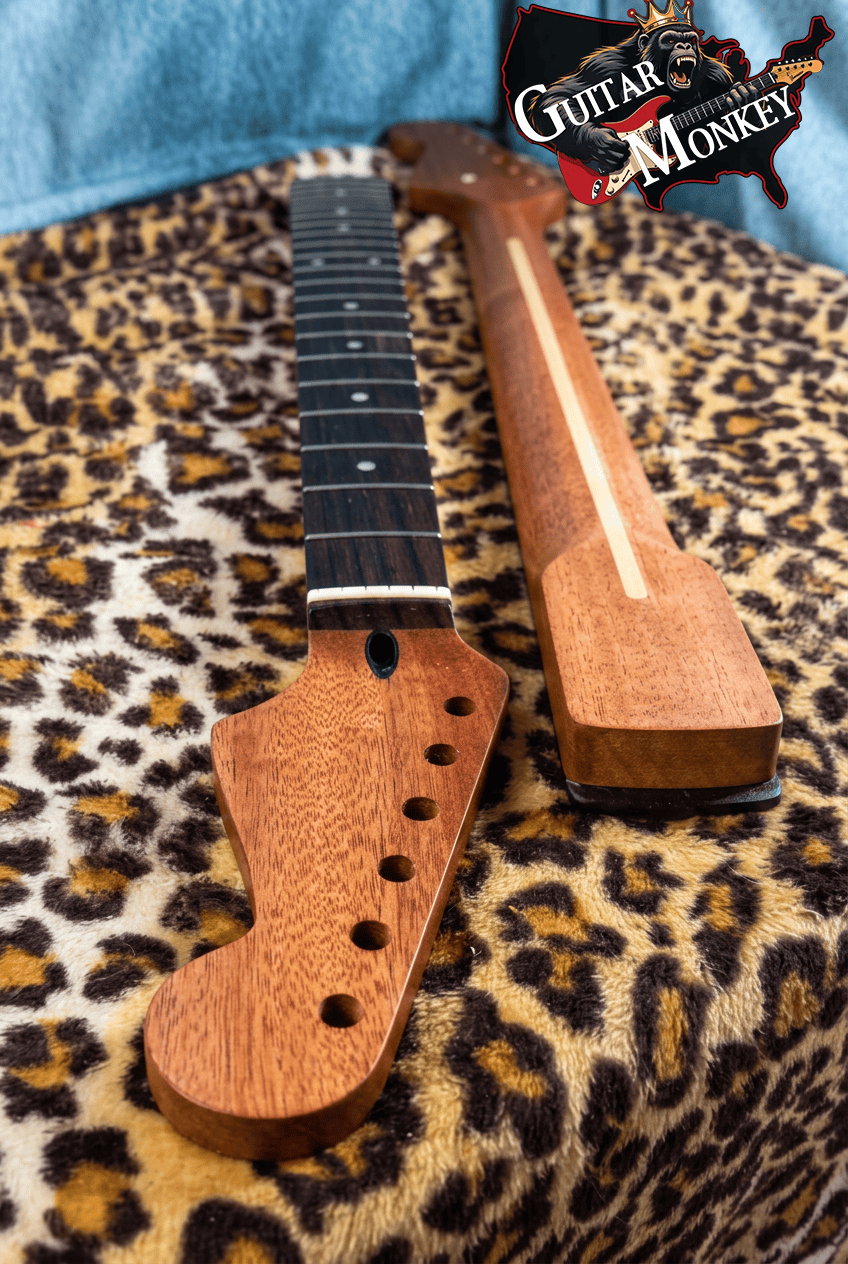 Roasted Mahogany Strat Neck Rosewood Slab Stainless Steel Rolled Frets Bone Nut