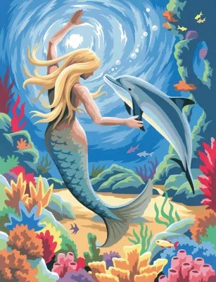 Malen Nach Zahlen Mit Acrylfarben Meerjungfrau 23 X 30 5 Cm Online Kaufen Buttinette Bastelshop