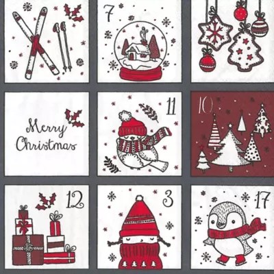 Vous avez envie de transformer quelques morceaux de carton et des rouleaux de papier toilettes en une jolie maison calendrier de l'avent ? Serviettes En Papier Calendrier De L Avent 33 X 33 Cm 20 Pieces Acheter En Ligne Sur Buttinette Loisirs Creatifs