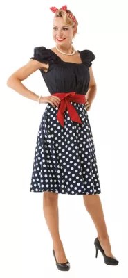 Fifties Kleid Fur Damen Blau Weiss Online Kaufen Buttinette Fasnachtsshop