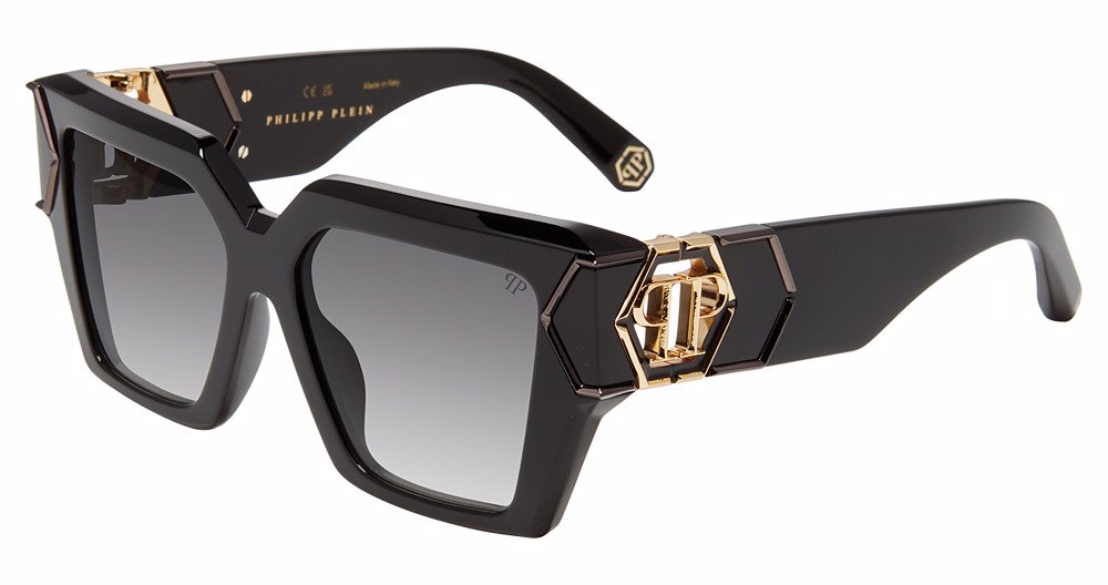 PHILIPP PLEIN SUN SPP135M Sunglasses SHINY-BLACK-0700 55mm