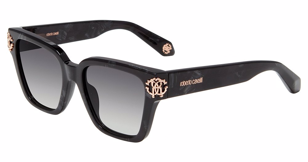 ROBERTO CAVALLI SUN SRC066M Sunglasses BLACK-W-WHITE-TEMPLE-0981 55mm