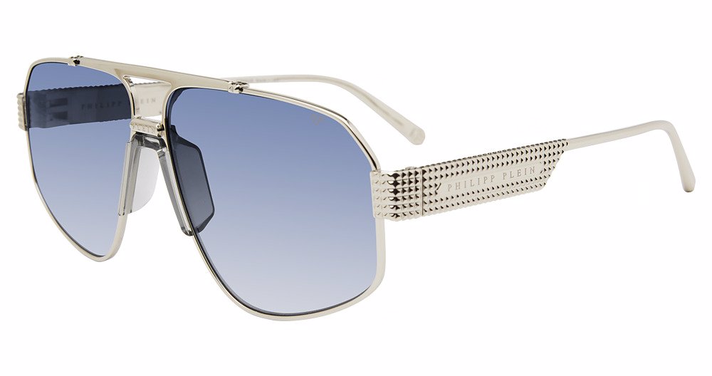 PHILIPP PLEIN SUN SPP106M Sunglasses SHINY-FULL-PALLADIUM-0579 63mm