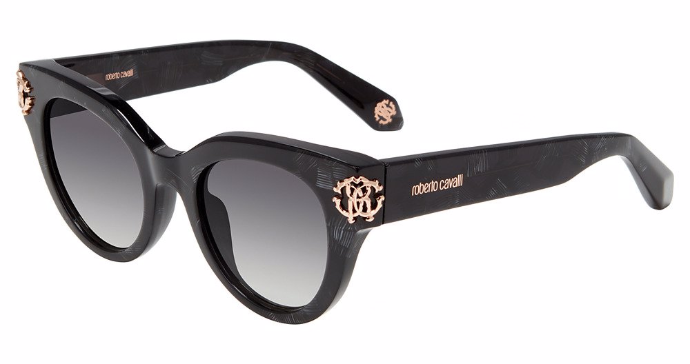 ROBERTO CAVALLI SUN SRC065M Sunglasses BLACK-W-WHITE-TEMPLE-0981 50mm