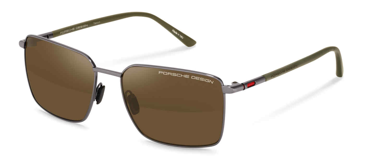 PORSCHE DESIGN SUN P8973 Sunglasses DARK-GREY-OLIVE-W-BRN-C629 58mm