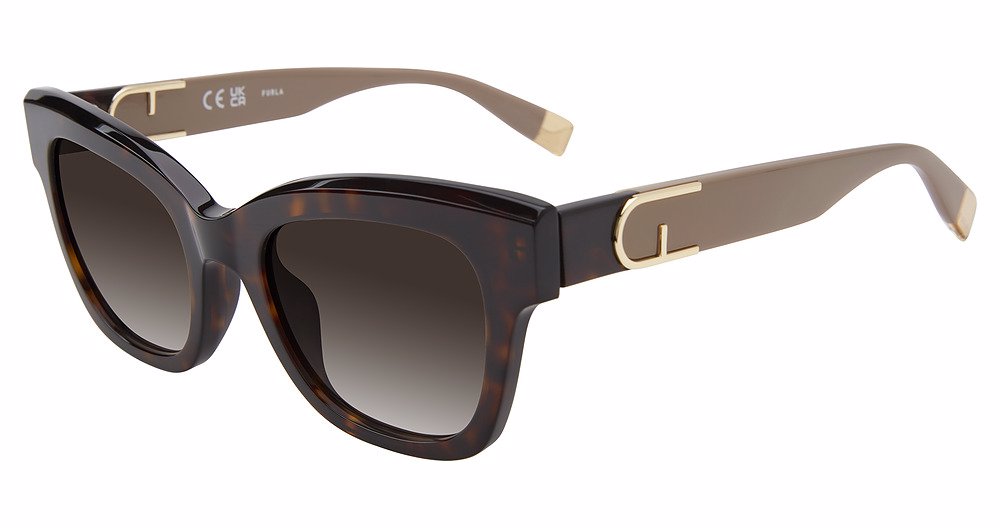FURLA SUN SFU814V Sunglasses SHINY-DARK-HAVANA-0722 52mm