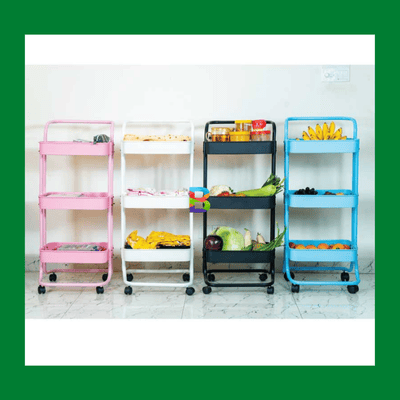 3 Layer Trolley Rack for kitchen, bathroom, or office storage
