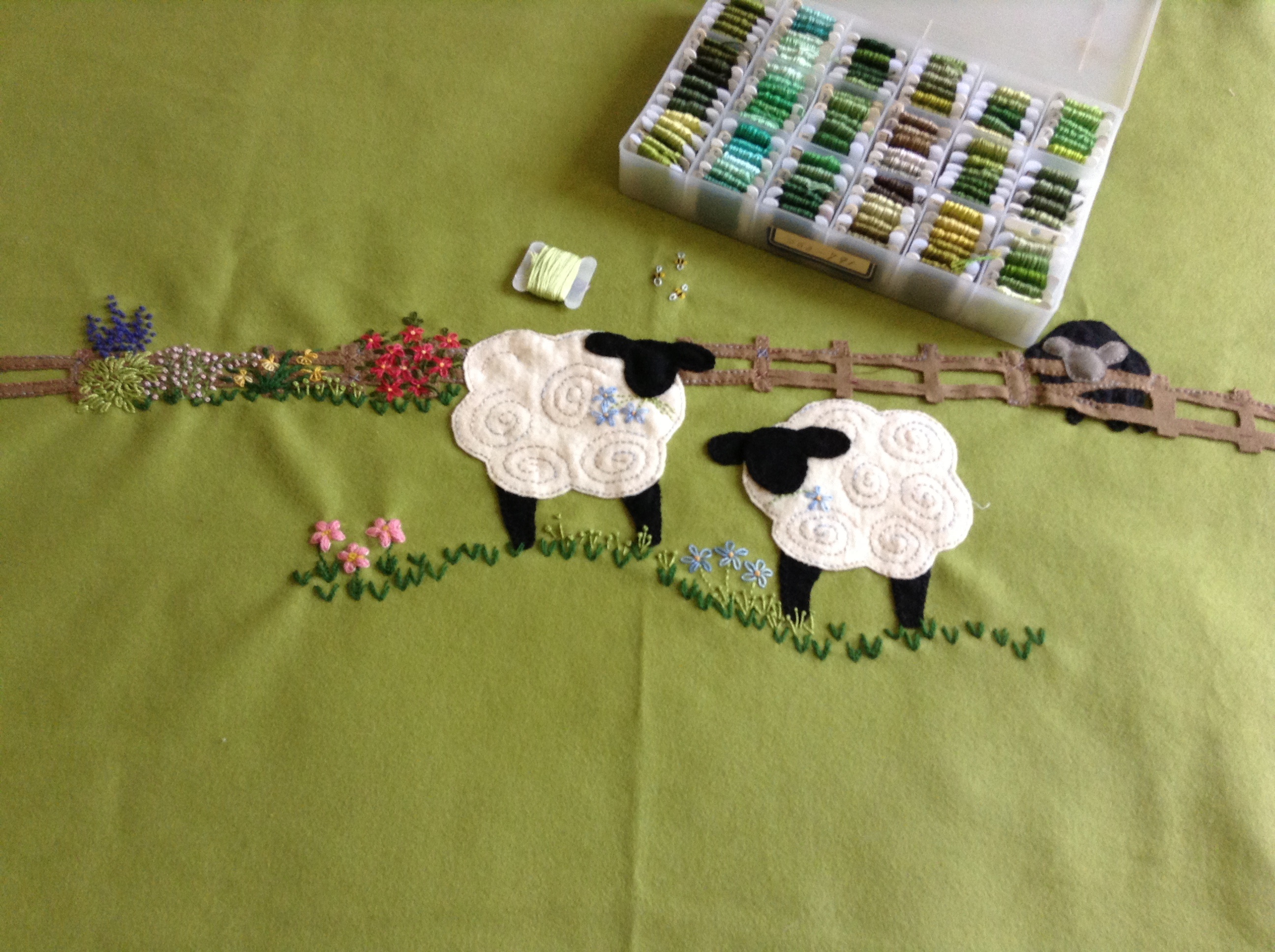 Hand embroided wool blanket