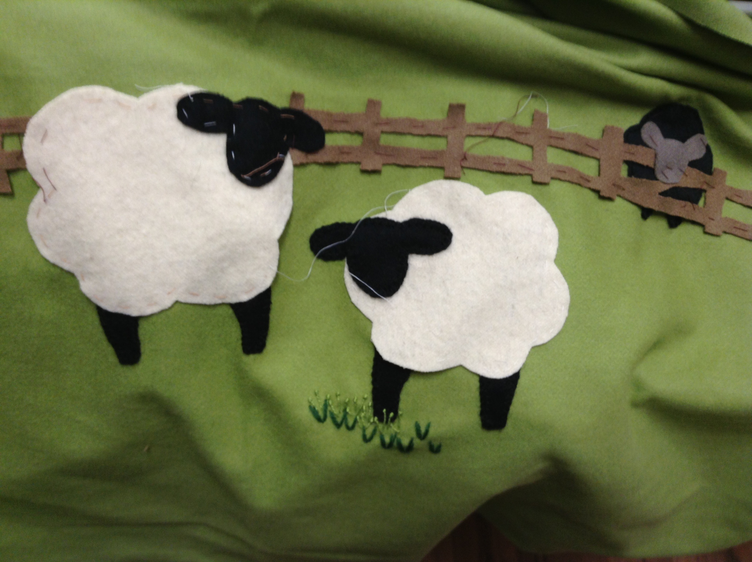 Hand embroided wool blanket