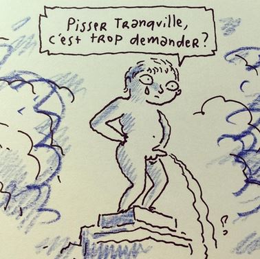 L’auteur du Chat du Rabin revisite un des monuments phares de Bruxelles : Le Manneken Pis. Crédit : Joann Sfar