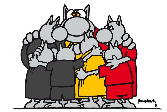 « Le Chat » se rassemble après les attentats de Bruxelles. Crédit : Philippe Geluck