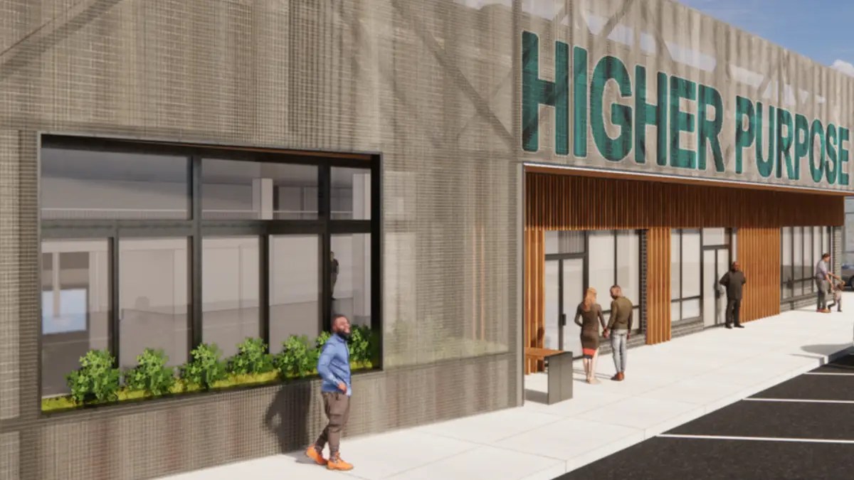 Architectural rendering of the future Higher Purpose Center at 238 Issaquena Avenue in downtown Clarksdale, Mississippi.