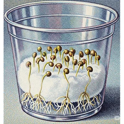 AI image of seeds rooting in a cup