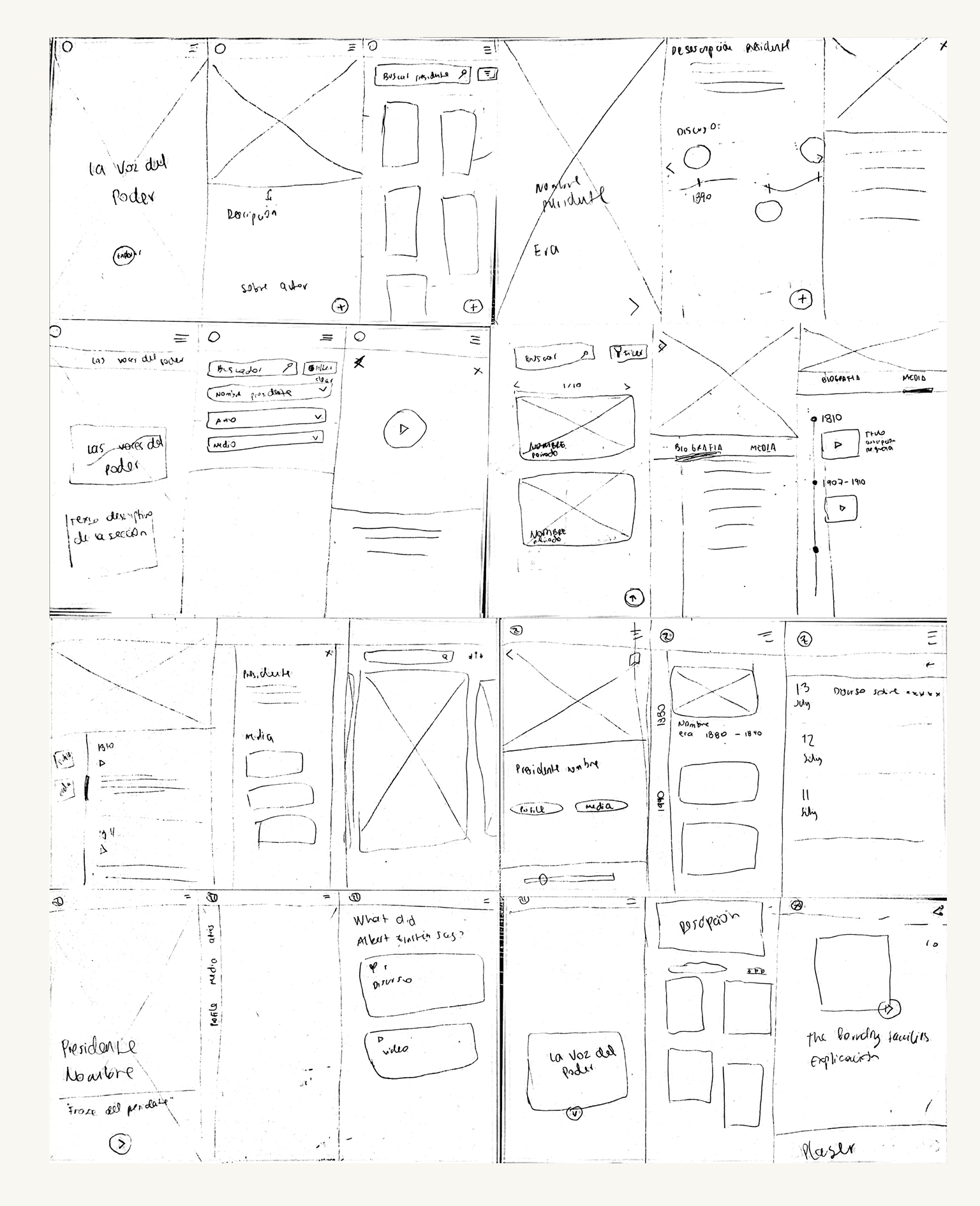 Low-fidelity wireframes