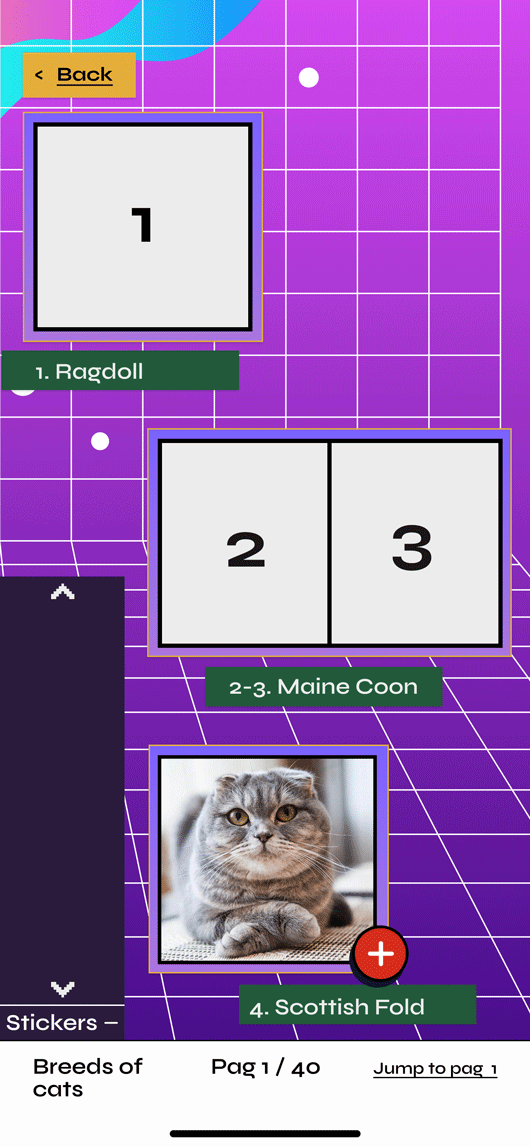 After screen of learning more about a sticker in the album