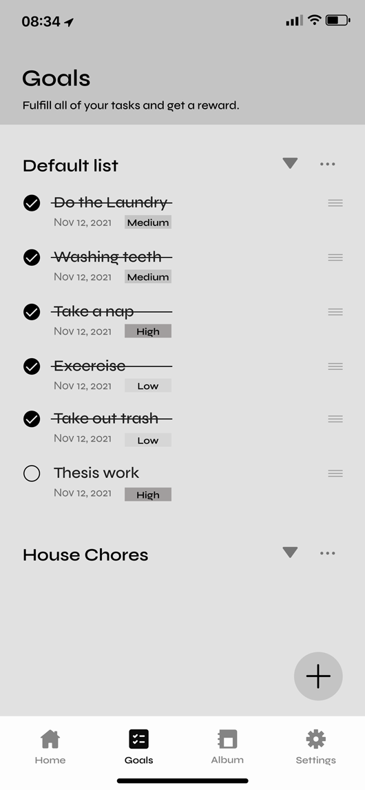 Before screen of the task list