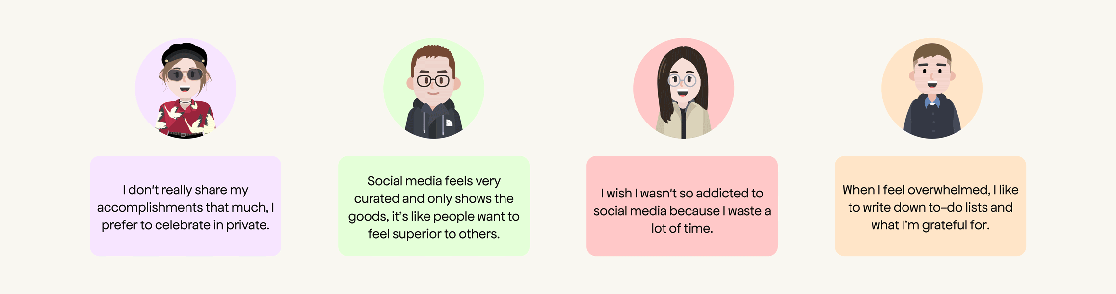 Extract of four insights from the people interviewed
