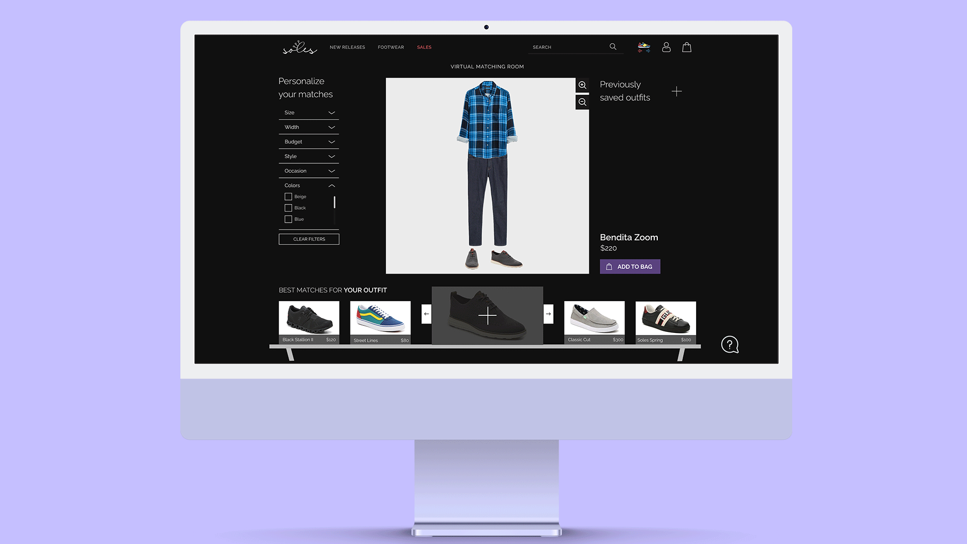 Soles main header of an iMac showing the 