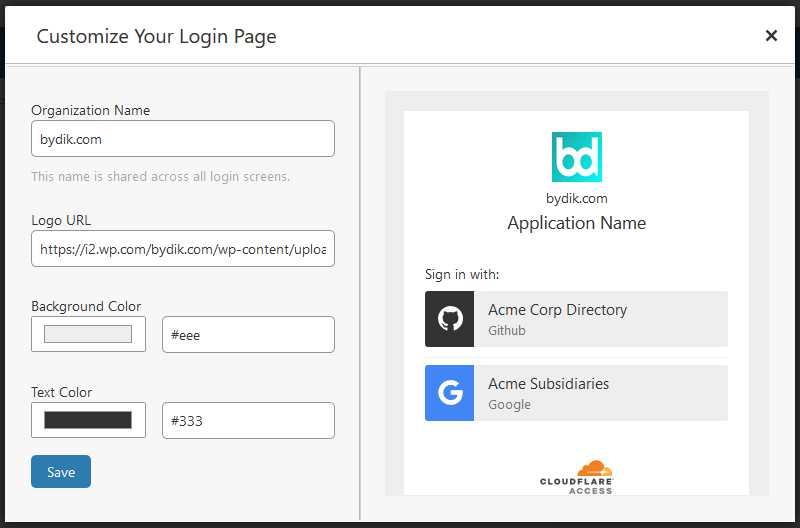 Cloudflare Access Login Page Customize
